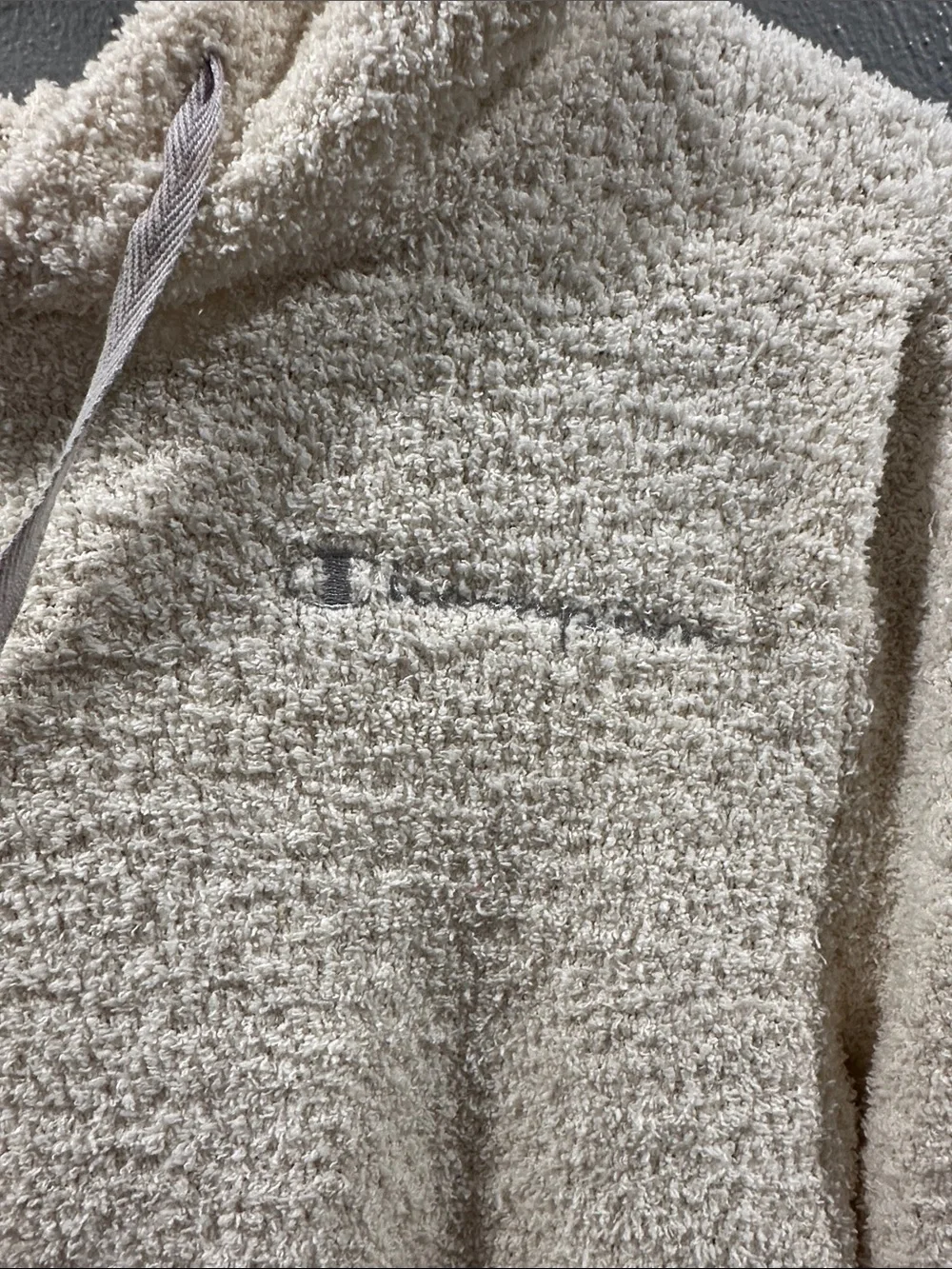 Champion Cream Plush Cropped Hoodie